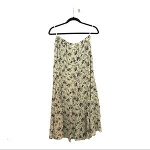 UNIQLO mint floral midi skirt